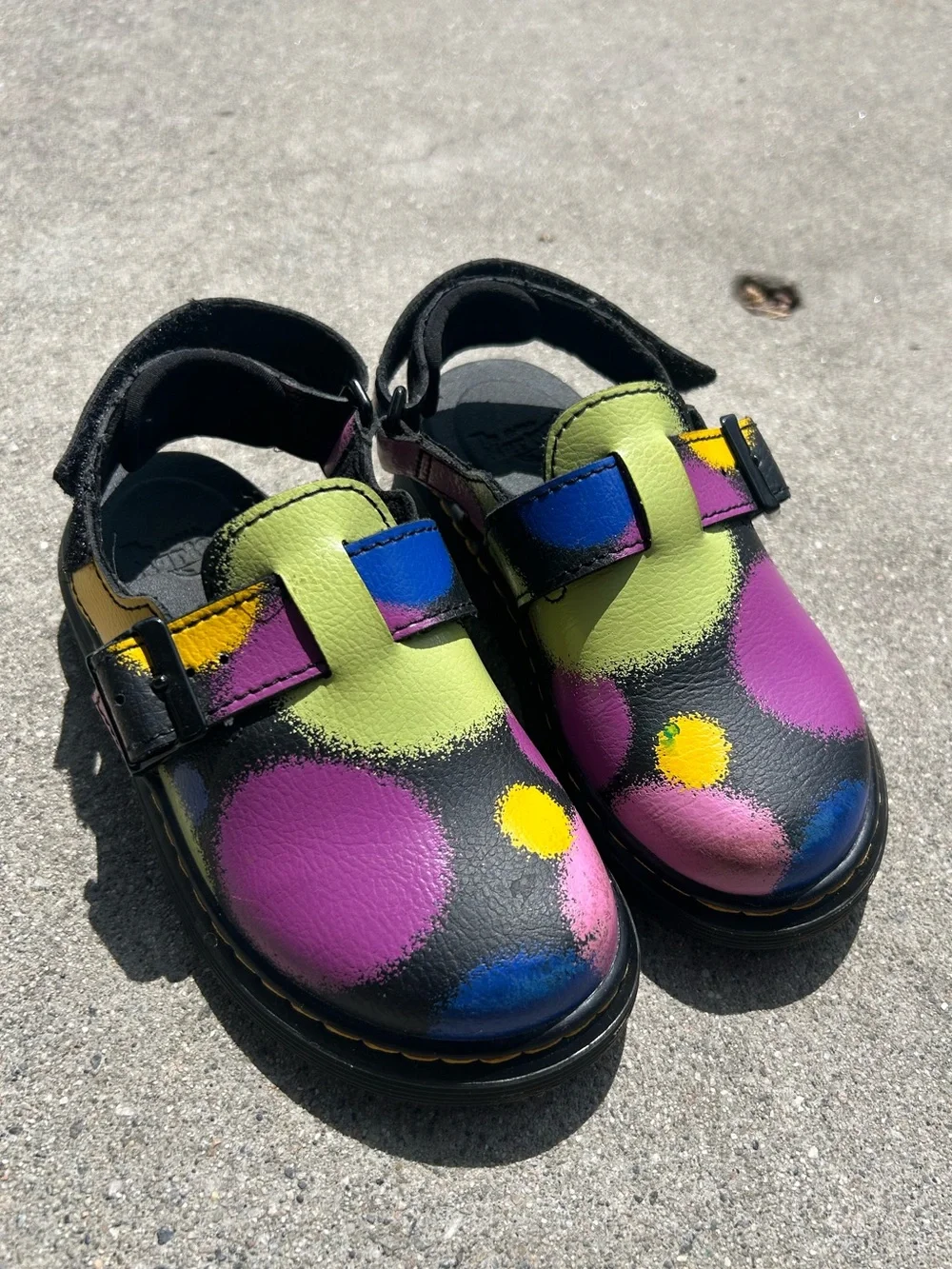 Dr. Martens Kids Colorful Polka Dot Leather Mary Janes - size 11